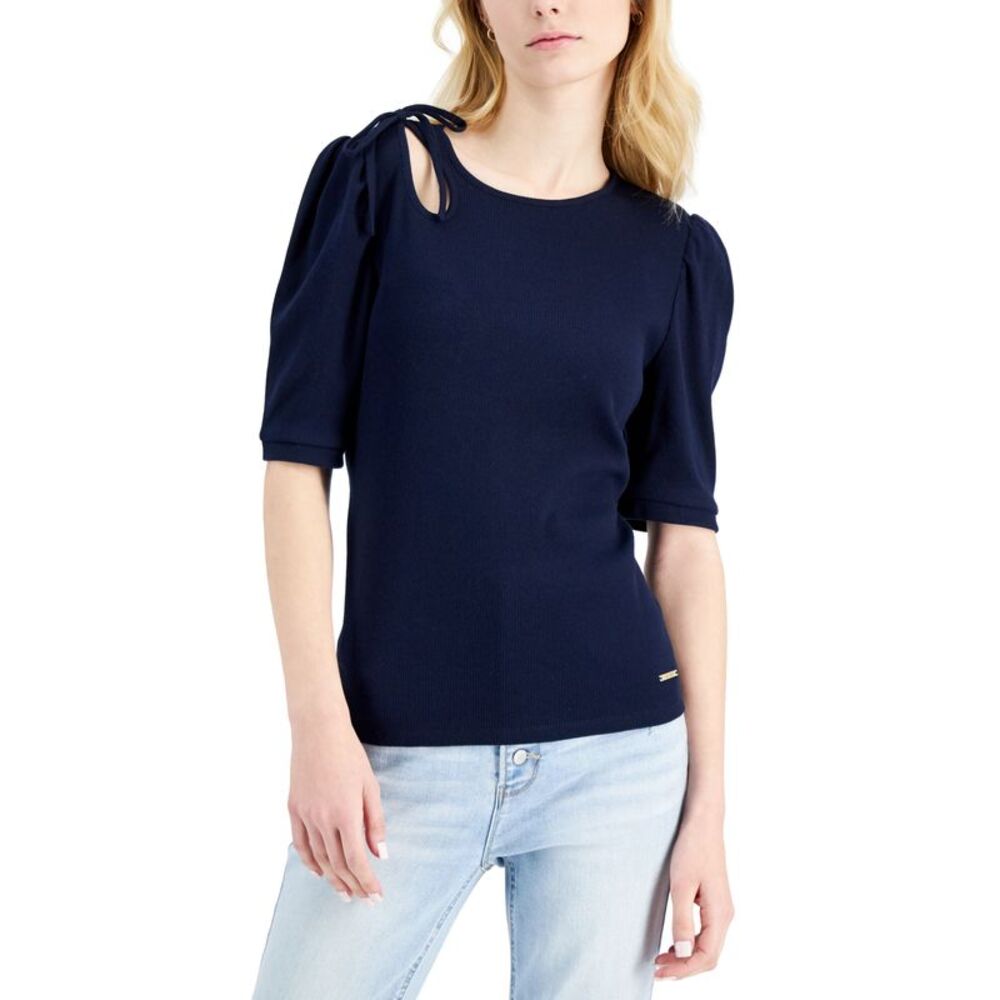 Nine West Elbow-Sleeve Ribbed Top
